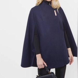 Ted Baker AILLAA Navy Wrap Cape Coat